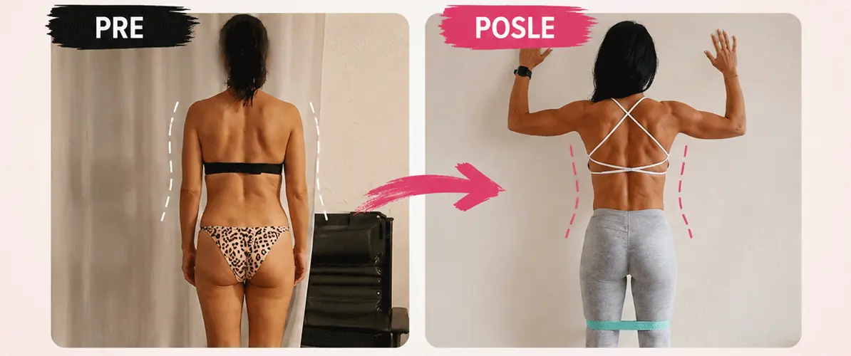 Transformacija leđa i gluteusa pre i posle - kućni trening za žene She Fit Home