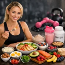 Balansirana ishrana za teretanu zene sa proteinima i povrćem za zatezanje tela